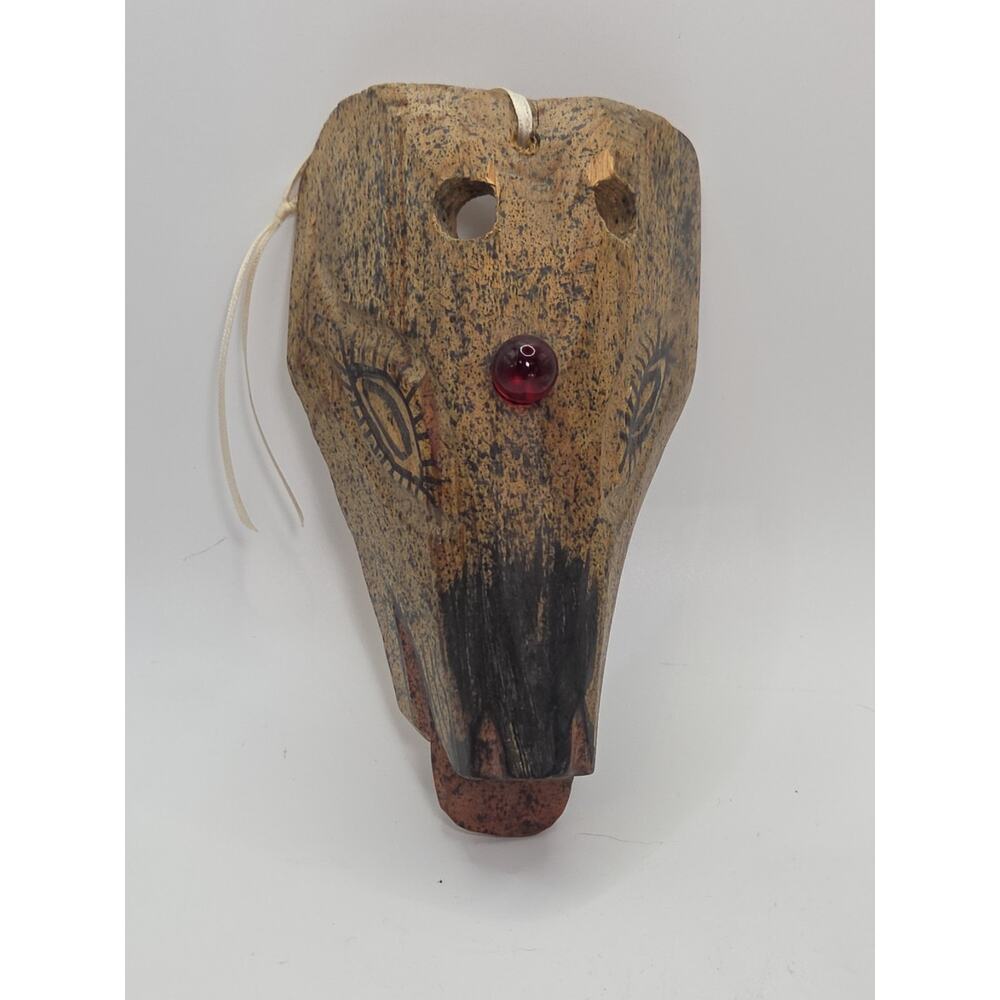 Vintage Native American or South American Style Hand Carved Wooden Animal Mask